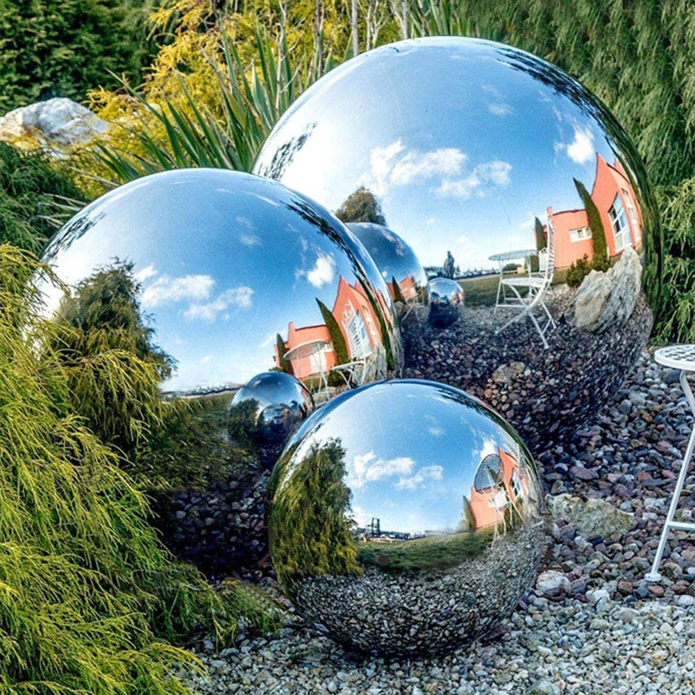 Polished Mirror Garden Balls with Stainless Steel Construction, Set of 3 All Vera Mart