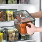 Refrigerator Storage Box with Ventilated Lid and Transparent Walls, Stackable All Vera Mart