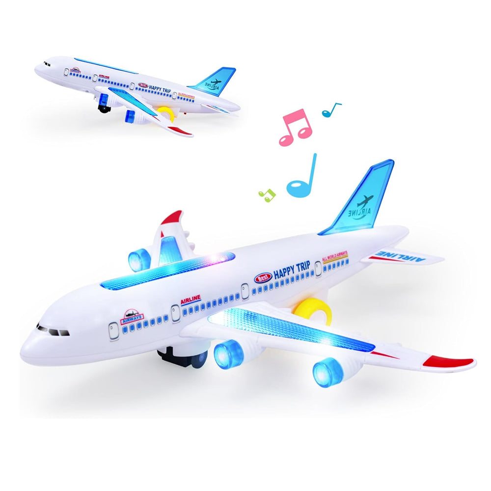 Moving Airplane Toy with Obstacle Detection and Sound Effects, Colorful Lights All Vera Mart
