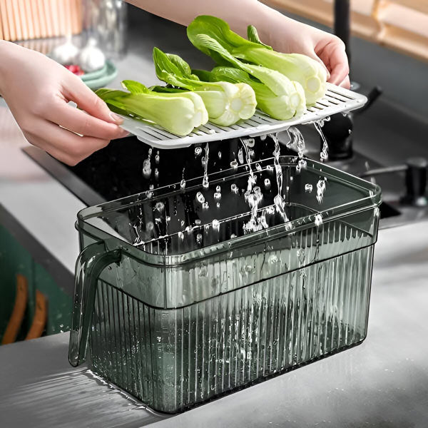 Refrigerator Storage Box with Ventilated Lid and Transparent Walls, Stackable All Vera Mart
