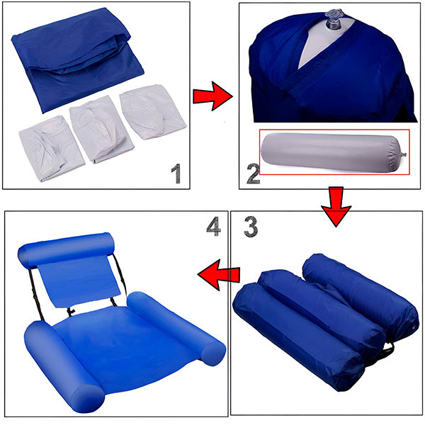 Inflatable Swimming Chair with Armrests and Ergonomic Backrest, Quick Valve All Vera Mart