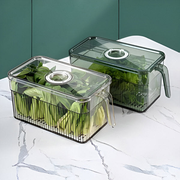 Refrigerator Storage Box with Ventilated Lid and Transparent Walls, Stackable All Vera Mart