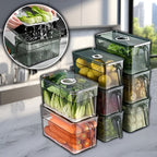 Refrigerator Storage Box with Ventilated Lid and Transparent Walls, Stackable All Vera Mart