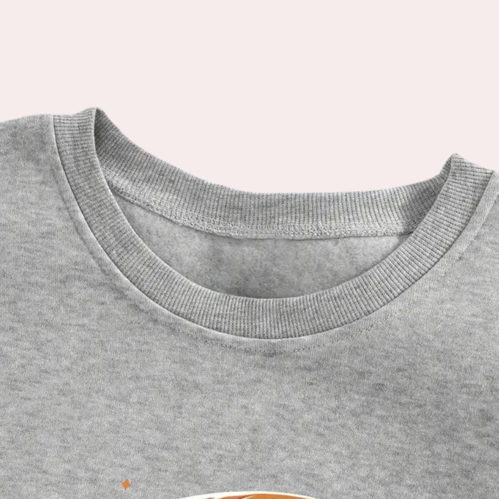 Women's Halloween Sweatshirt with Ghost and Pumpkin Print, Round Neck All Vera Mart