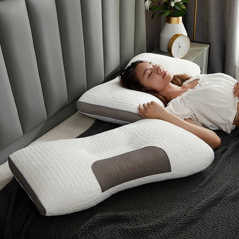 Cervical Support Pillow with Contoured Design and Soybean Fiber Filling All Vera Mart