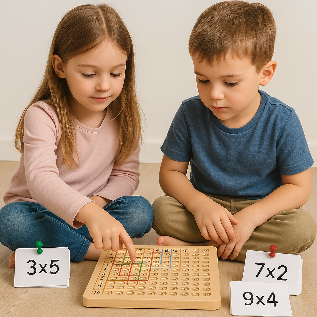 Wooden Math Learning Game with Number Chips and Addition Multiplication Practice All Vera Mart