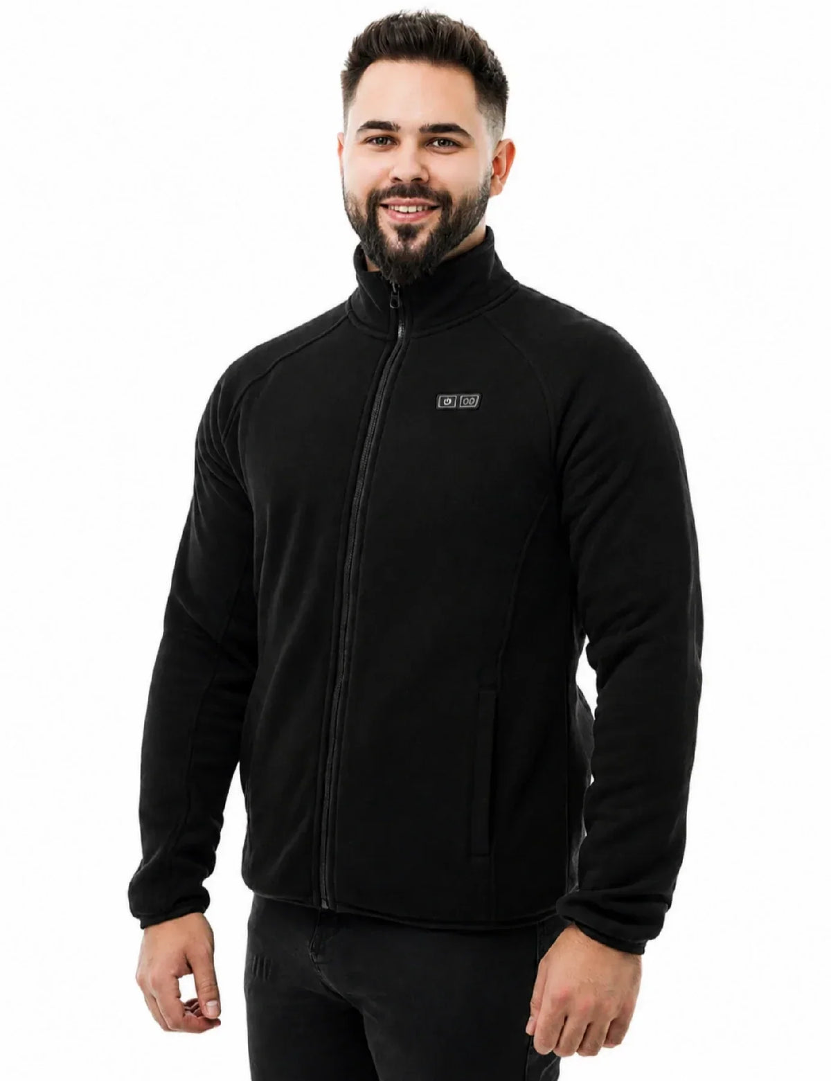 Mens Heated Fleece Jacket with Five Carbon Fiber Zones and Three Heat Levels for Outdoors