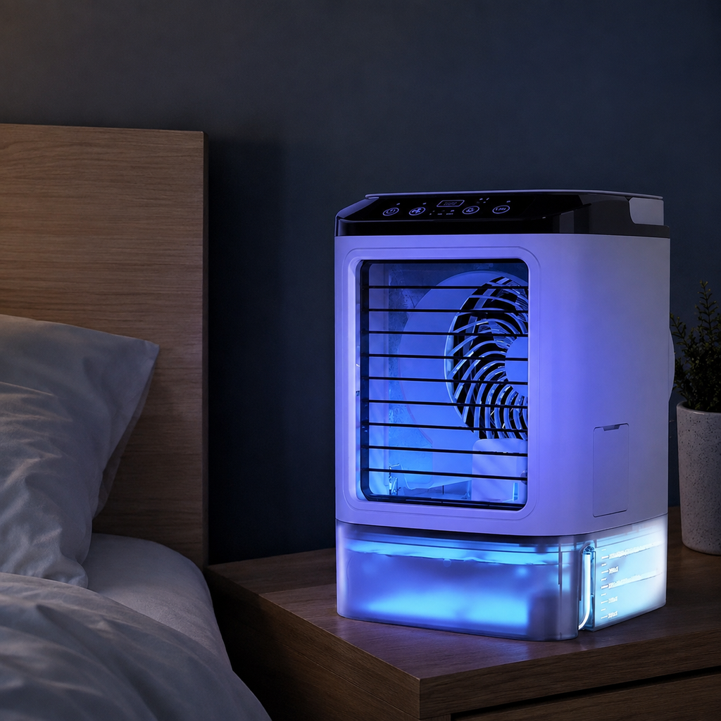 Desk Air Cooler with Dual Spray Atomization and Oscillating Blades, 900ml Tank All Vera Mart