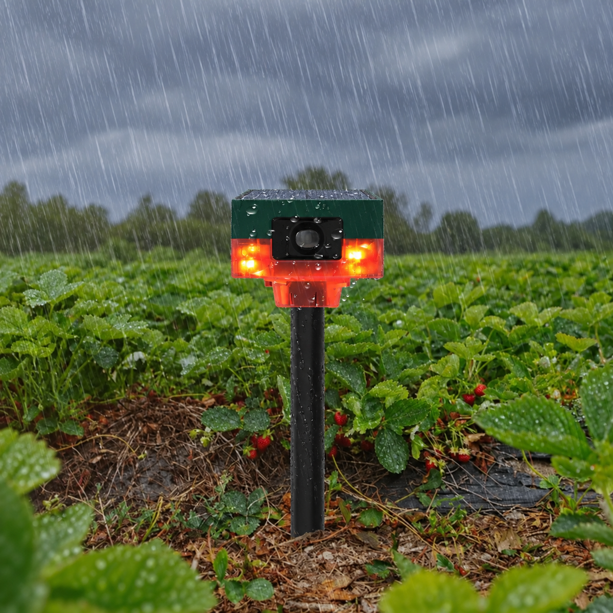 360 Degree Solar Motion Repeller with LED Strobe and 13 Sound Patterns for Gardens and Farms