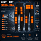 Heated Pants with 18 Graphene Zones and Dual Controls for Winter Riding