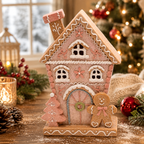 Lighted Gingerbread House with Internal LED Glow and Frosting Details, 8.5in All Vera Mart