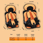 Portable Car Seat Cushion with Five Point Harness and Mesh Ventilation for Ages 0-12 All Vera Mart