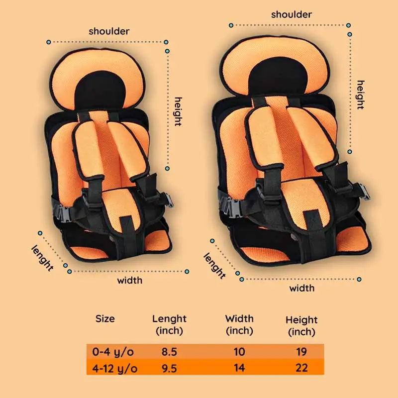 Portable Car Seat Cushion with Five Point Harness and Mesh Ventilation for Ages 0-12 All Vera Mart