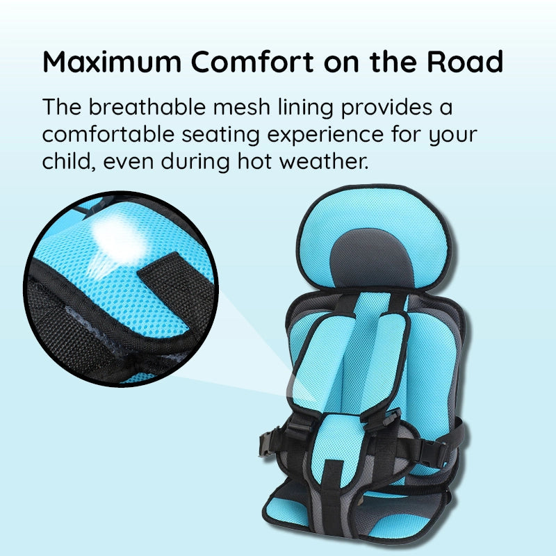 Portable Car Seat Cushion with Five Point Harness and Mesh Ventilation for Ages 0-12 All Vera Mart
