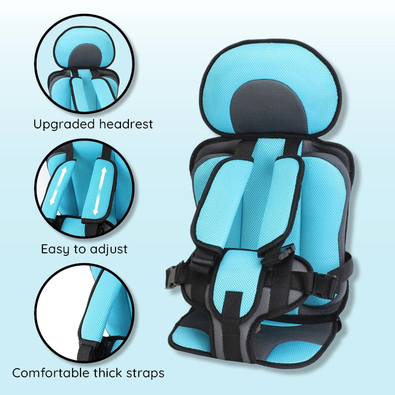 Portable Car Seat Cushion with Five Point Harness and Mesh Ventilation for Ages 0-12 All Vera Mart