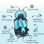 Portable Car Seat Cushion with Five Point Harness and Mesh Ventilation for Ages 0-12 All Vera Mart
