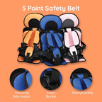 Portable Car Seat Cushion with Five Point Harness and Mesh Ventilation for Ages 0-12 All Vera Mart