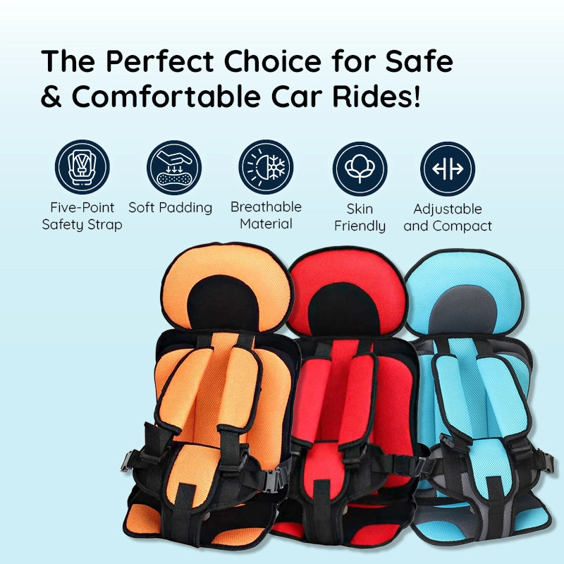 Portable Car Seat Cushion with Five Point Harness and Mesh Ventilation for Ages 0-12 All Vera Mart