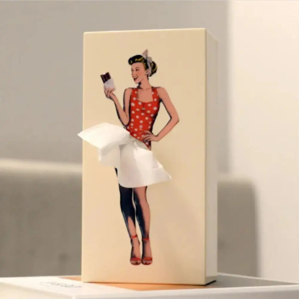 Tissue Box Cover with Moving Skirt and Weighted Base, Fits Standard Rectangular Boxes All Vera Mart