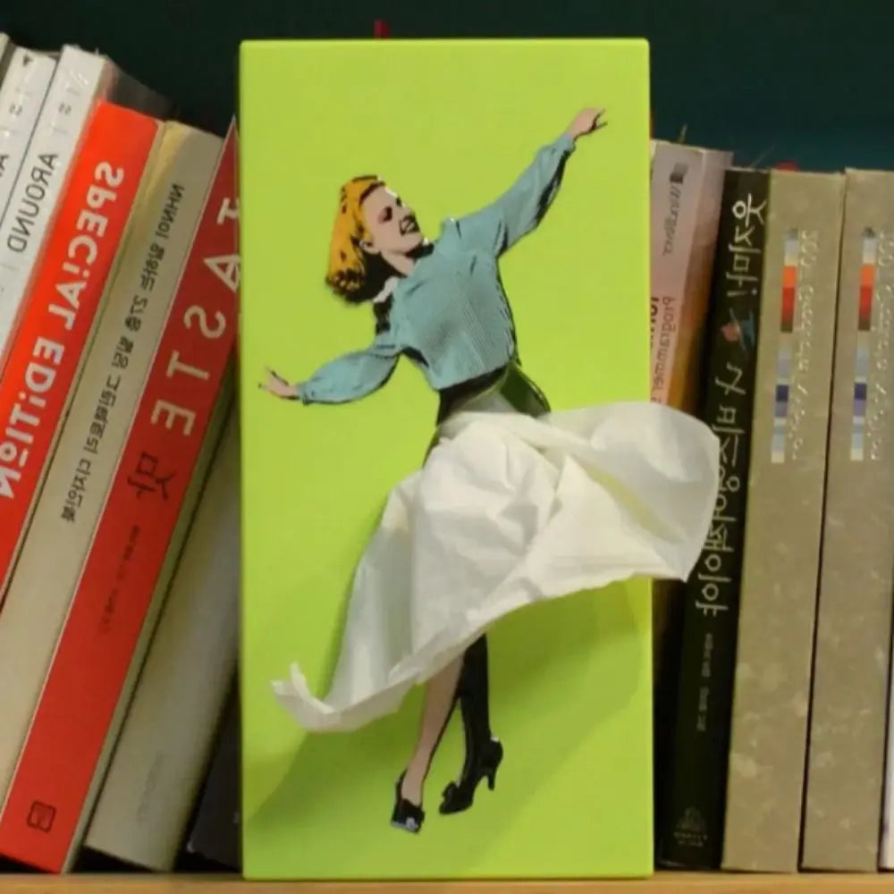 Tissue Box Cover with Moving Skirt and Weighted Base, Fits Standard Rectangular Boxes All Vera Mart