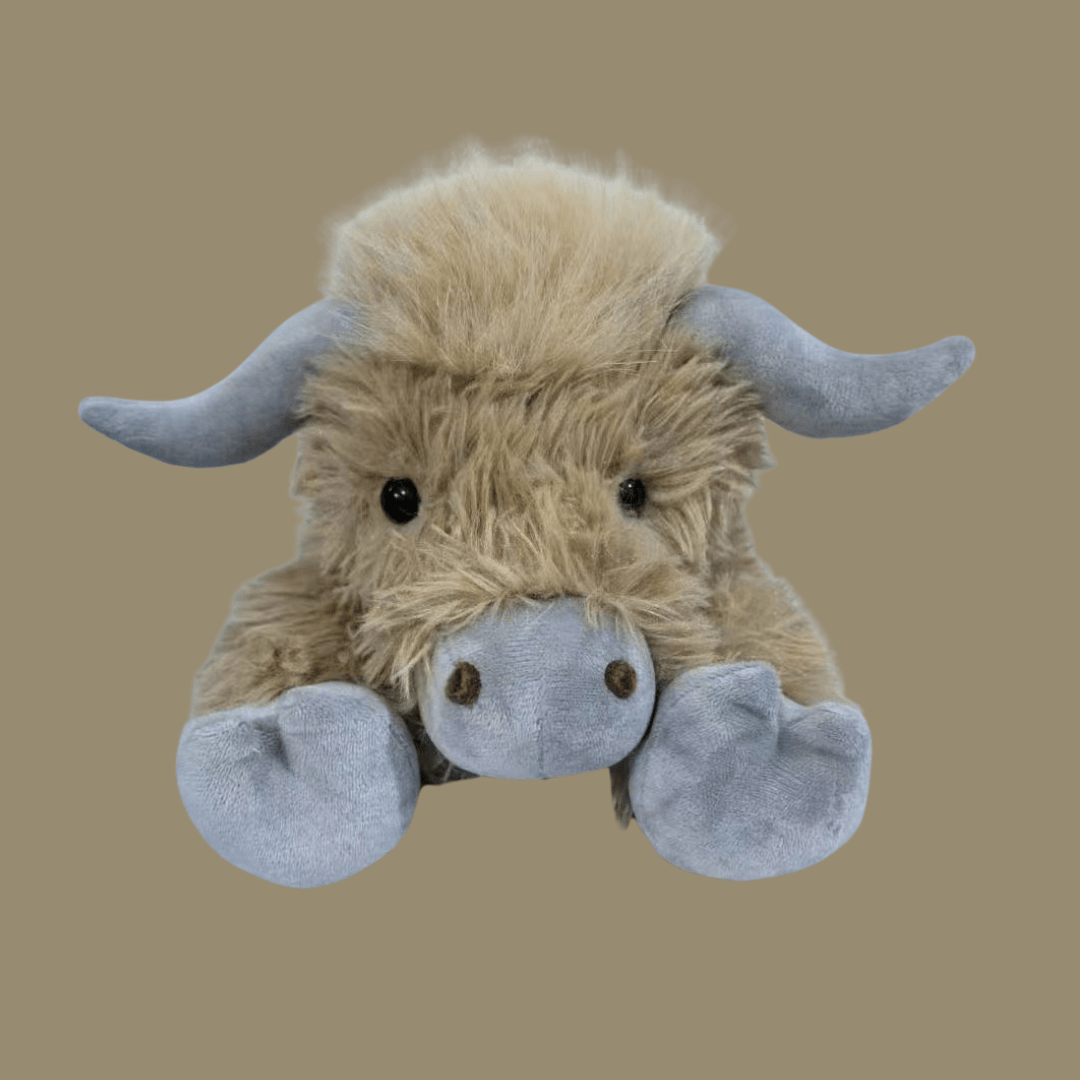 Fluffy Brown Highland Cow Plush Toy with Soft Plush Fabric and PP Cotton Filling for Kids and Adults