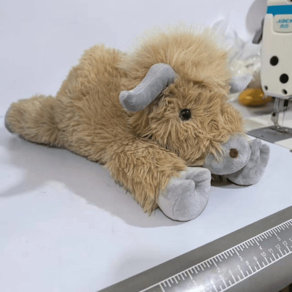 Fluffy Brown Highland Cow Plush Toy with Soft Plush Fabric and PP Cotton Filling for Kids and Adults