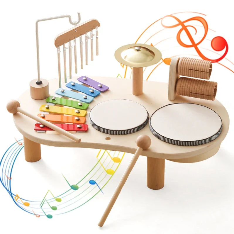 Wooden Music Station with Five Instruments and Color Coding for Ages 2-6 All Vera Mart