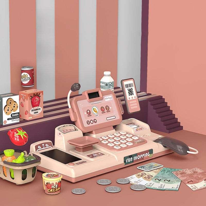 Interactive Toy Cash Register with Working Scanner and Calculator, 24 Accessories All Vera Mart