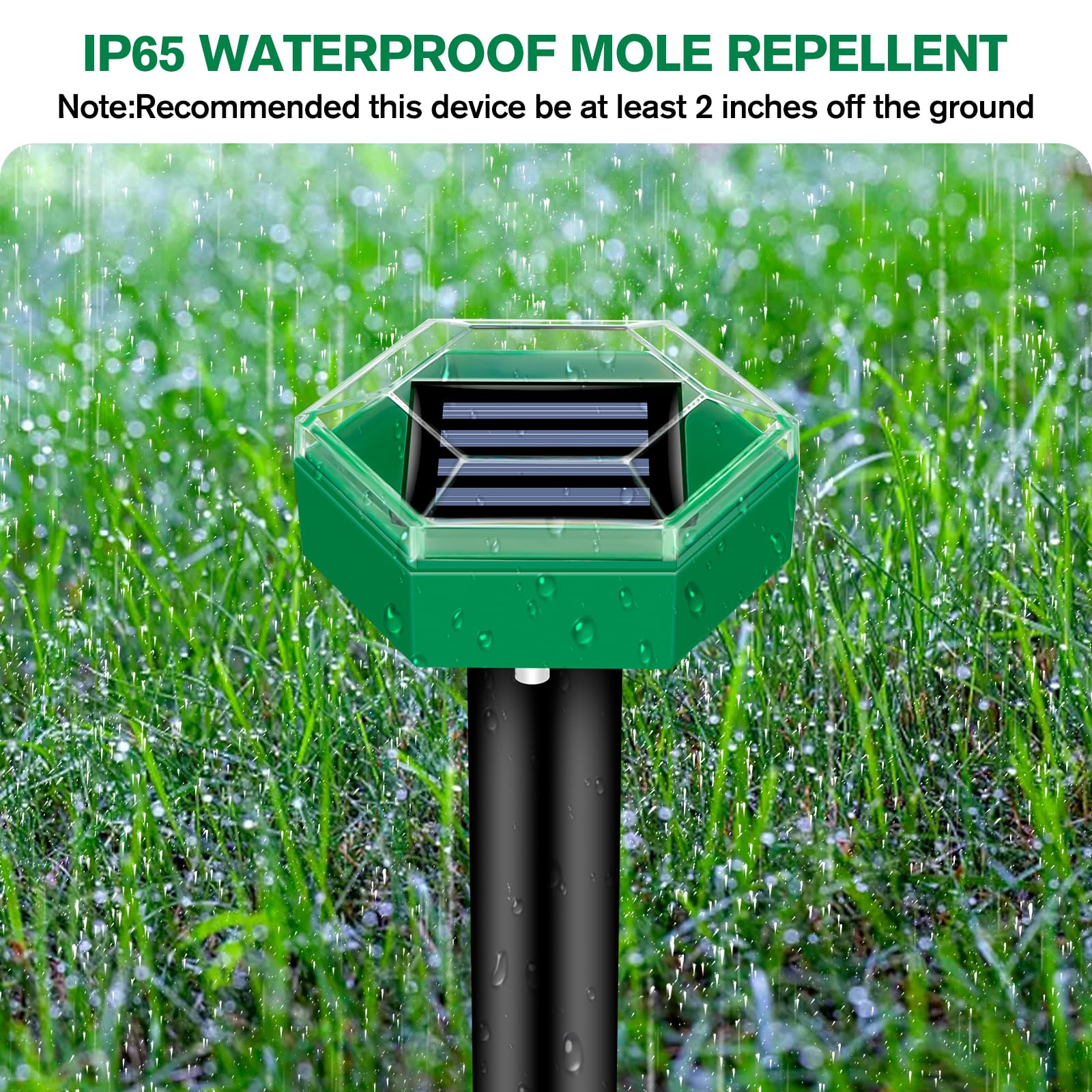 Solar Ultrasonic Pest Repeller Spike with Rechargeable Battery and Waterproof Design, 4-Pack All Vera Mart
