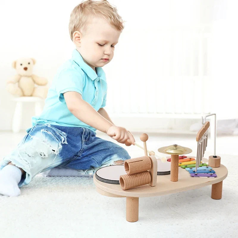 Wooden Music Station with Five Instruments and Color Coding for Ages 2-6 All Vera Mart