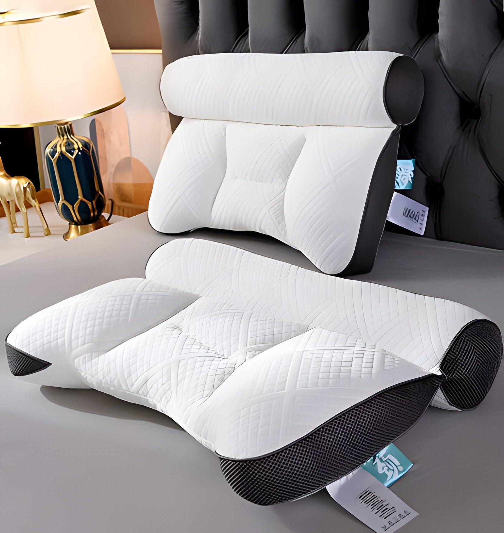 Contoured Memory Foam Pillow with Cervical Support and Breathable Cover All Vera Mart