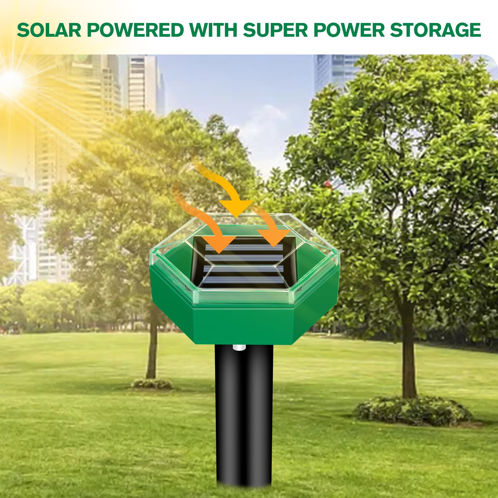 Solar Ultrasonic Pest Repeller Spike with Rechargeable Battery and Waterproof Design, 4-Pack All Vera Mart
