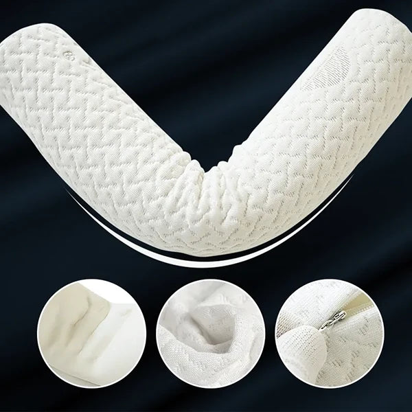 Memory Foam Neck Pillow with Contoured Support and Cotton Cover All Vera Mart