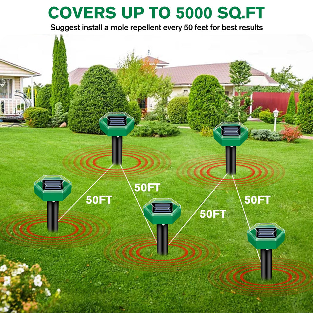 Solar Ultrasonic Pest Repeller Spike with Rechargeable Battery and Waterproof Design, 4-Pack All Vera Mart