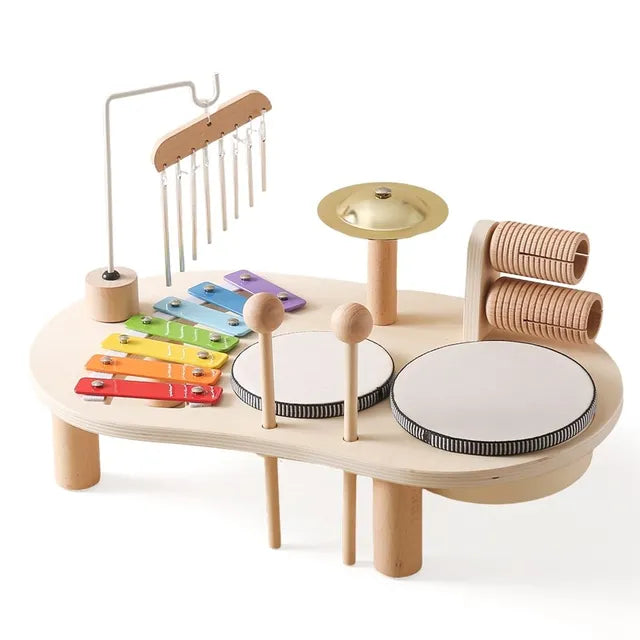 Wooden Music Station with Five Instruments and Color Coding for Ages 2-6 All Vera Mart