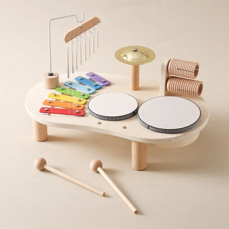 Wooden Music Station with Five Instruments and Color Coding for Ages 2-6 All Vera Mart