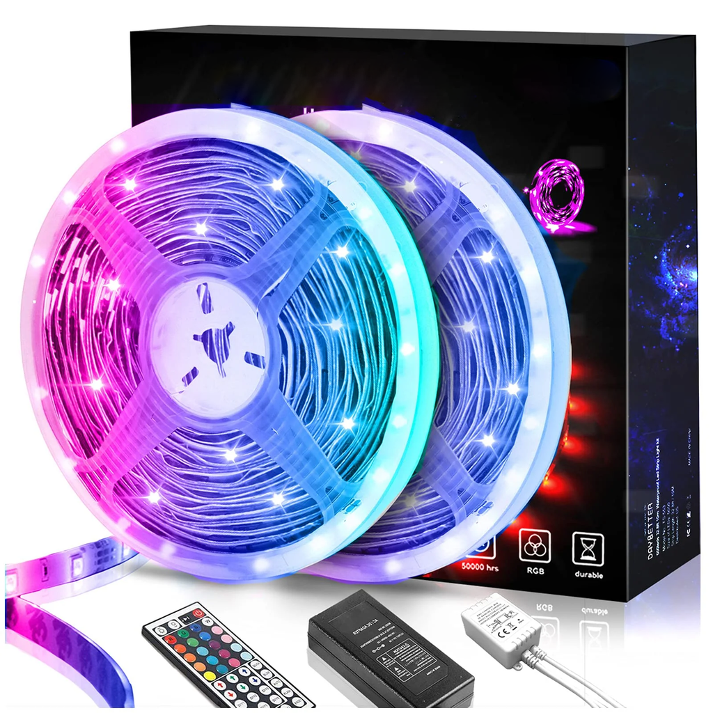 RGB LED Strip Light 32.8ft with 44 Button Remote and 16 Color Modes All Vera Mart