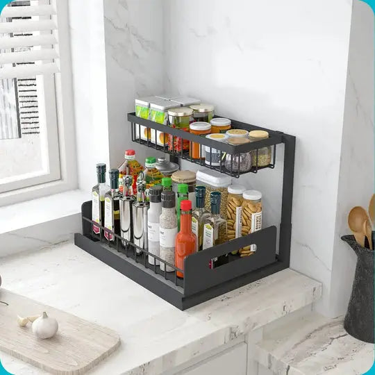 2 Tier Slide Out Under Sink Organizer Allvera-mart