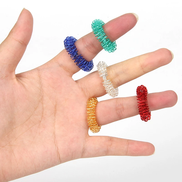 Finger Acupressure Massage Rings with Textured Tips and Flexible Fit, Set of 10 All Vera Mart