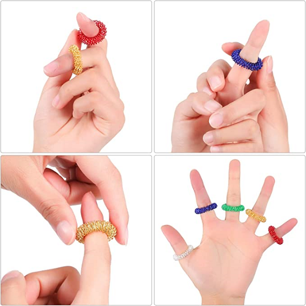 Finger Acupressure Massage Rings with Textured Tips and Flexible Fit, Set of 10 All Vera Mart