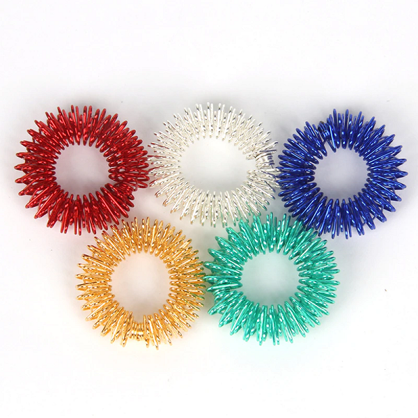 Finger Acupressure Massage Rings with Textured Tips and Flexible Fit, Set of 10 All Vera Mart