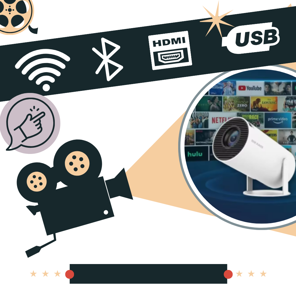 4K Video Projector with Wireless Streaming and Built-In Speakers for Up to 330cm Screens All Vera Mart
