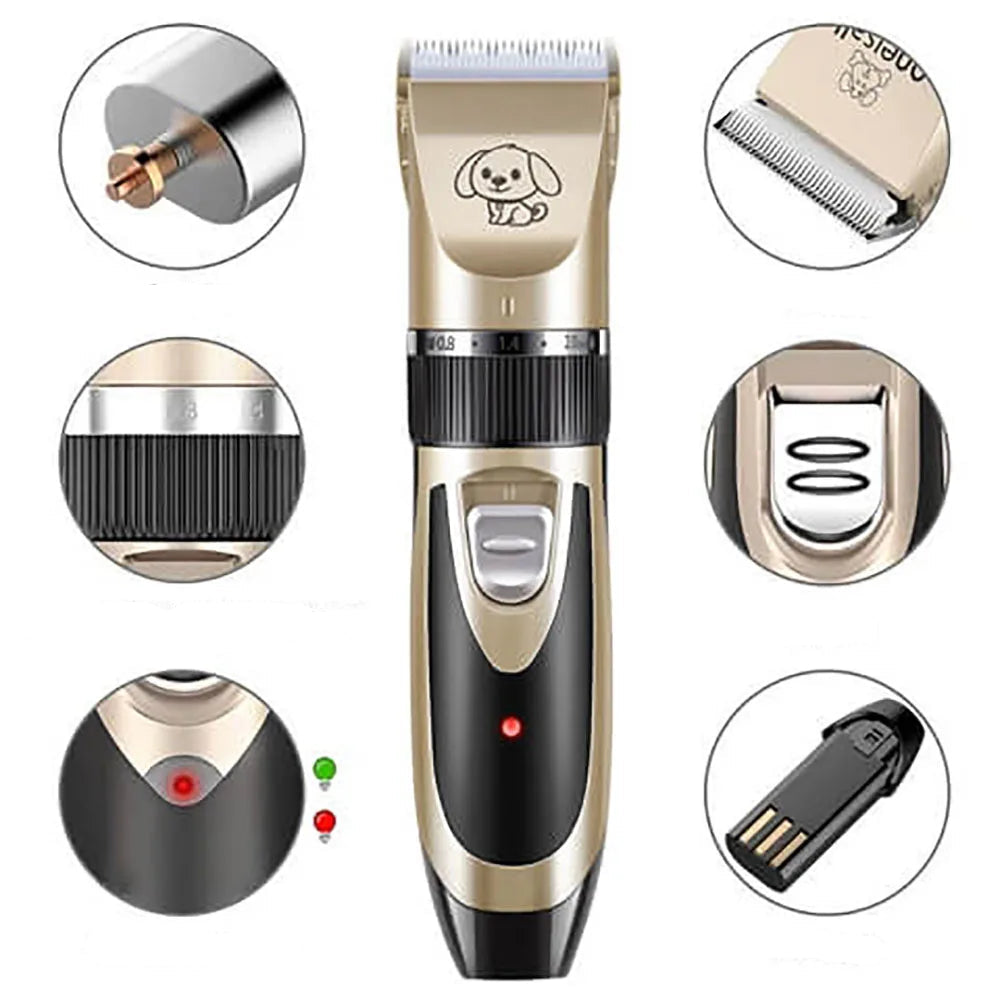 Low Noise Pet Clipper with Stainless Steel Blade and Adjustable Guide Combs All Vera Mart