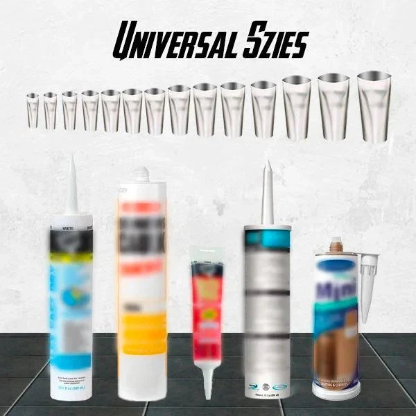 Stainless Steel Caulk Nozzle Set with 45 Degree Angled Tips and Duckbill Design, 14 Pieces All Vera Mart