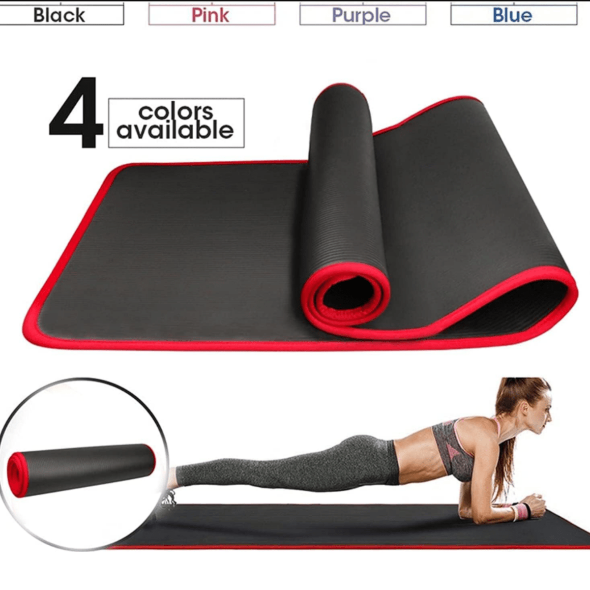 Extra Thick Cushioned Yoga Mat with Anti Slip Surface for Yoga, Pilates and Stretching in Four Colors