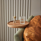 Wooden Sofa Armrest Tray with Secure Clip and Walnut Finish, 11.8 inch Surface All Vera Mart