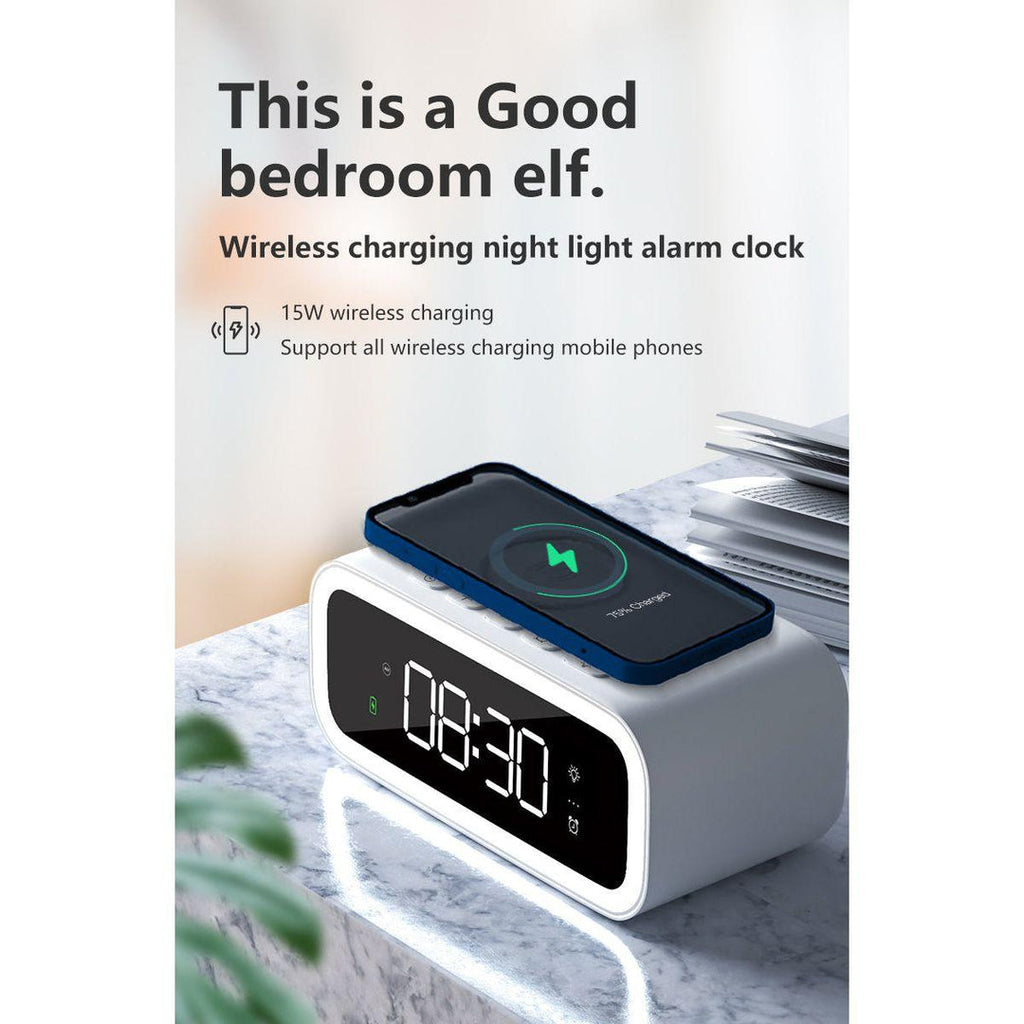 Digital Alarm Clock with Wireless Charging Pad and Adjustable LED Display All Vera Mart