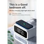 Digital Alarm Clock with Wireless Charging Pad and Adjustable LED Display All Vera Mart