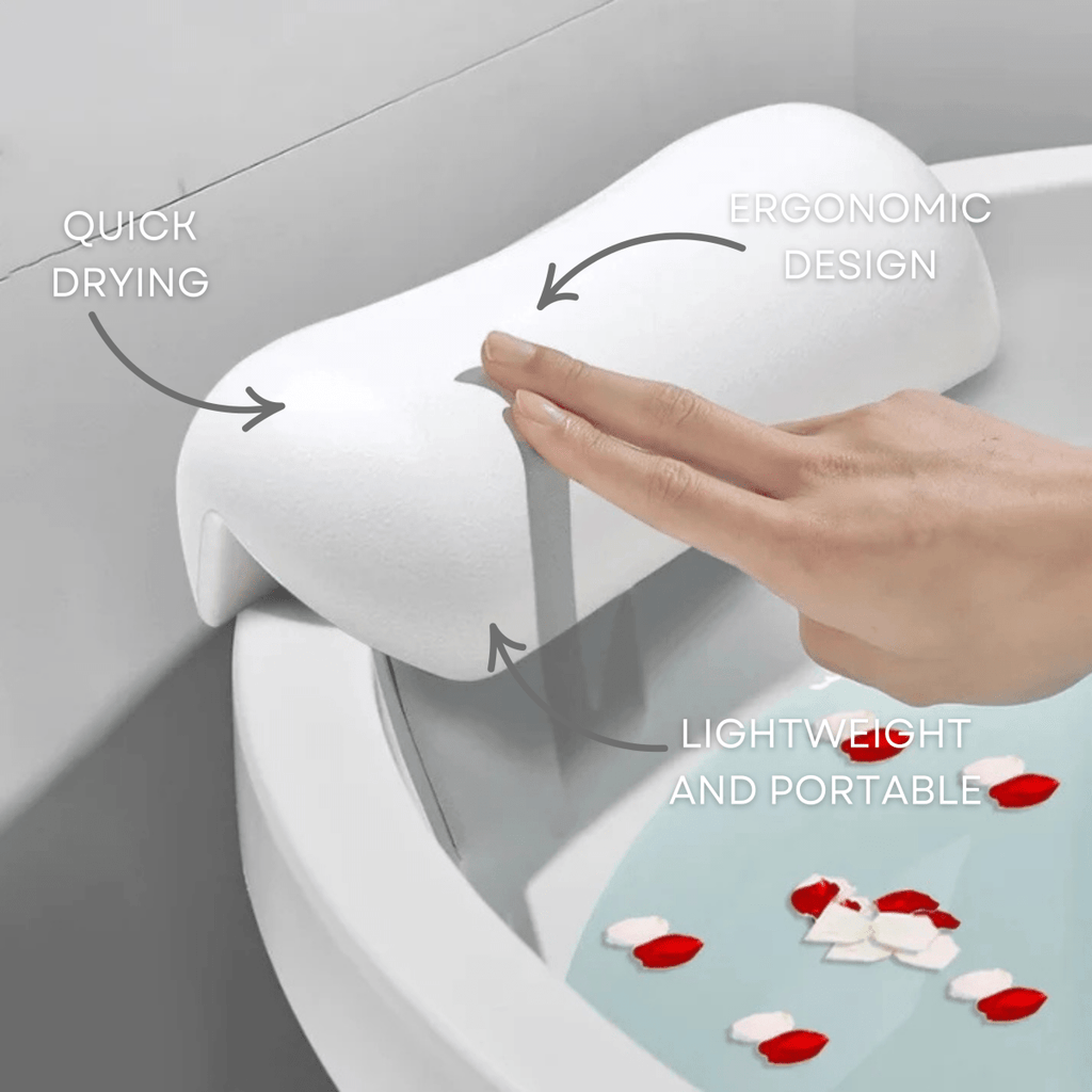 Bath Pillow with Suction Cup Attachment and Ergonomic Neck Support All Vera Mart