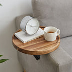 Wooden Sofa Armrest Tray with Secure Clip and Walnut Finish, 11.8 inch Surface All Vera Mart